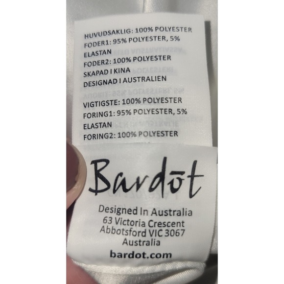 Bardot Women White Black Polka Dot Ruched Ruffle Mini Dress Size 8 M US 12 UK - Picture 11 of 11